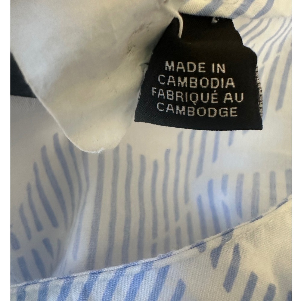 Halogen Womens Blue White Striped Floral Puff Sleeve Blouse Coastal, Nautical - Picture 3 of 5